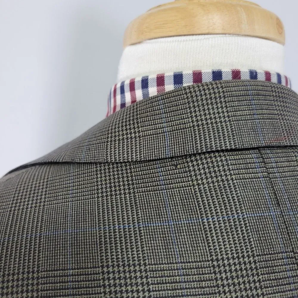 Ermenegildo Zegna Trofeo Men's Sport Coat Blazer Two Button Brown‎ Plaid 44L